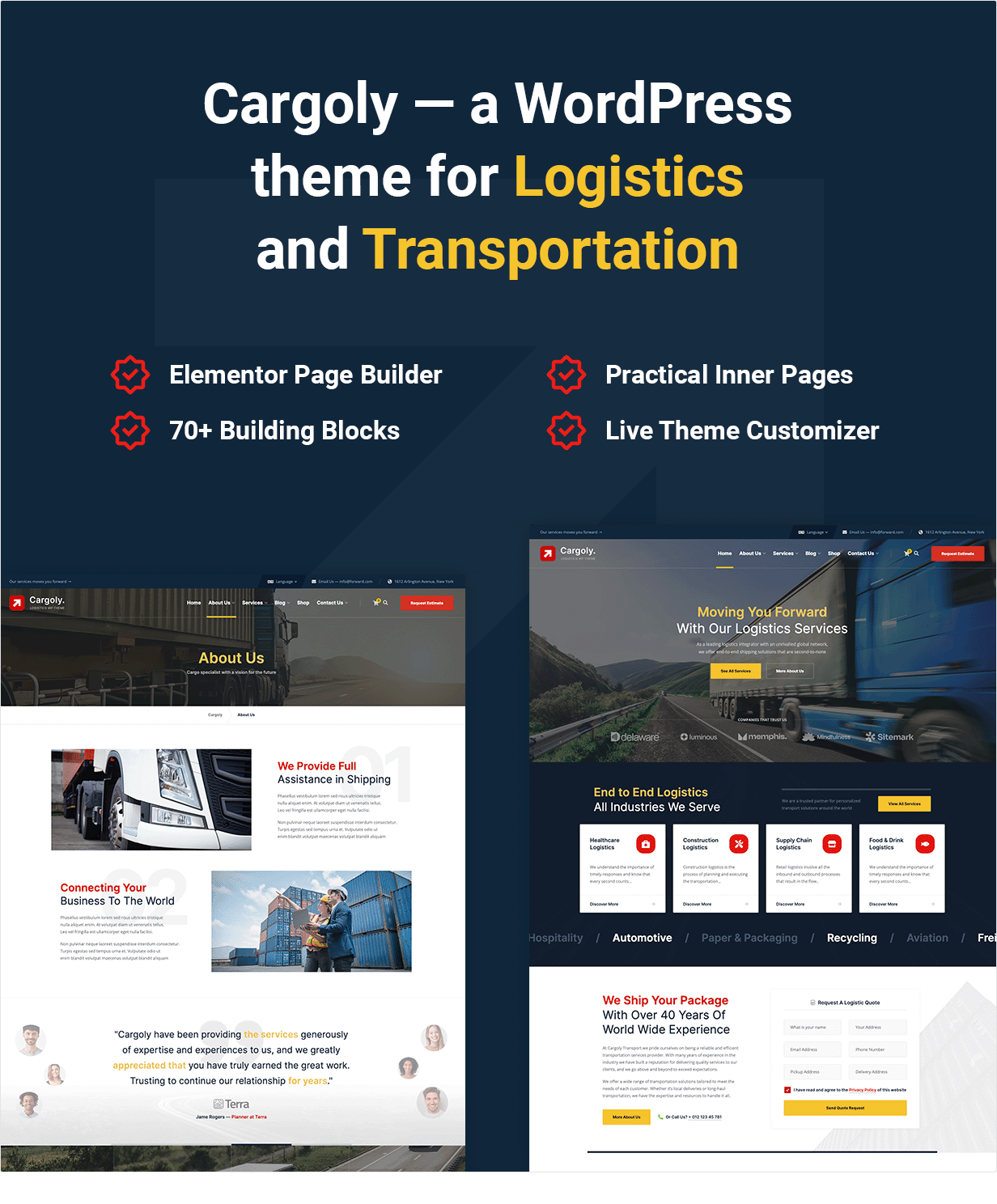 Cargoly - Logistics & Transportation WordPress Theme
