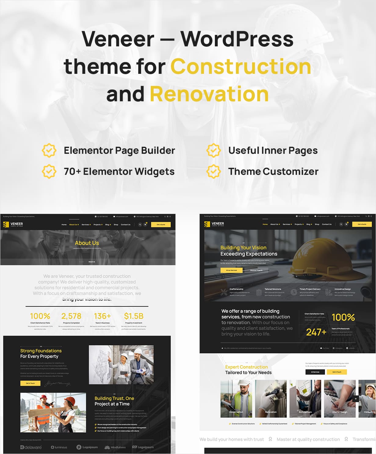 Veneer - Construction & Renovation WordPress Theme